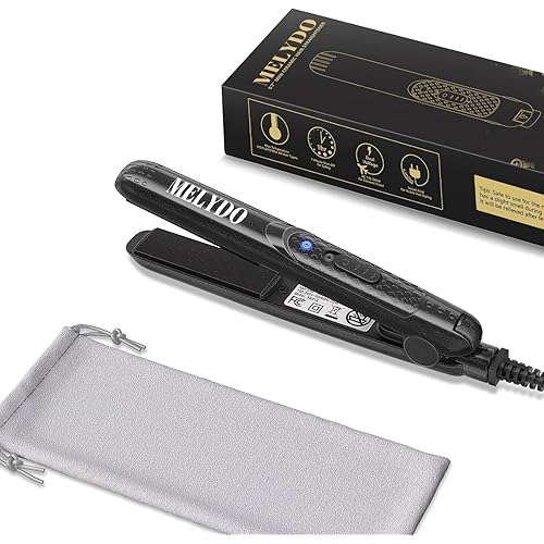 Mini Flat Iron, Ceramic Tourmaline Small Hair Straightener for Short Hair/Bangs, Dual Voltage Travel Hair Straightener, Portable Mini Straightener with Storage Pouch(Black)