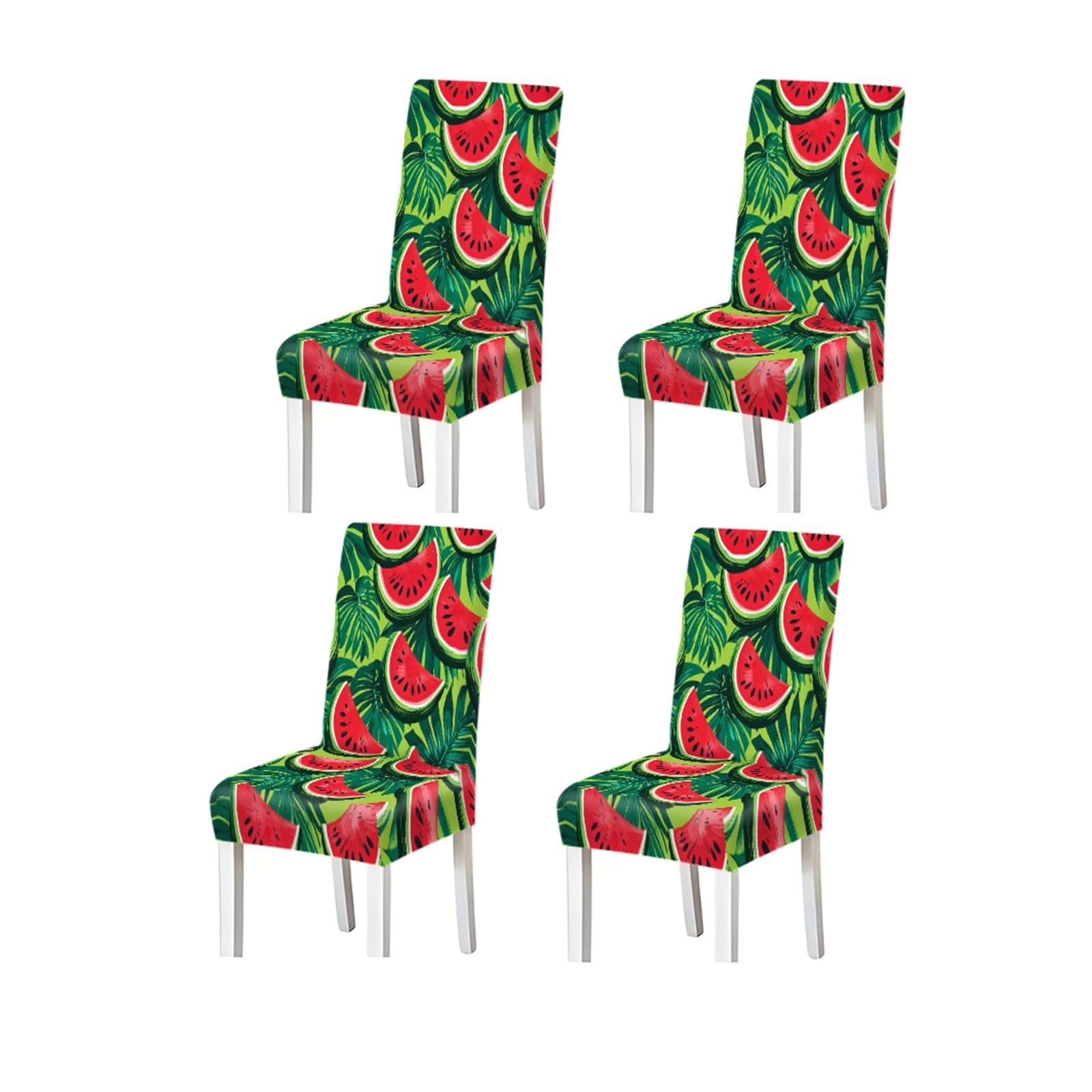 FZJKGH Watermelon Slice Tropical Fruit Pattern Print Dining Chair Covers Set Of 2/4/6, Stretch Slipcovers For Kitchen Dining Room Removable Stretch Slipcovers for Dining Chairs(4PCSChair cover)