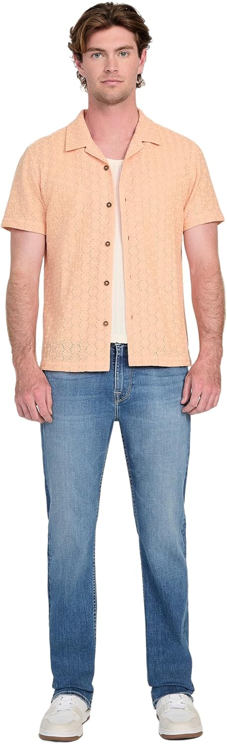 GUESS Mens Short Sleeve Wesley Crochet Resort Shirt - Image 2