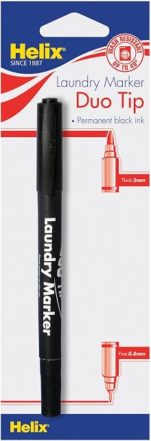 Helix Dual Tip Fabric and Laundry Permanent Marker Pen - Black