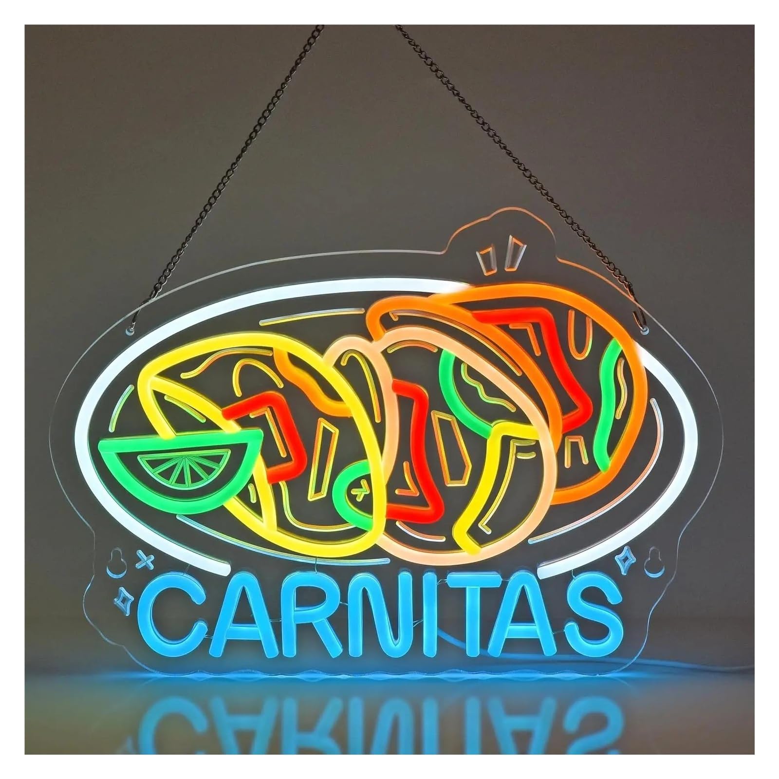 XENITE Hanging Art Neon Signs Carnitas Neon Sign USB LED Light for Mexican Restaurant Latin American Tacqueria Bar Stall Home Decorations 15.75x11.42in
