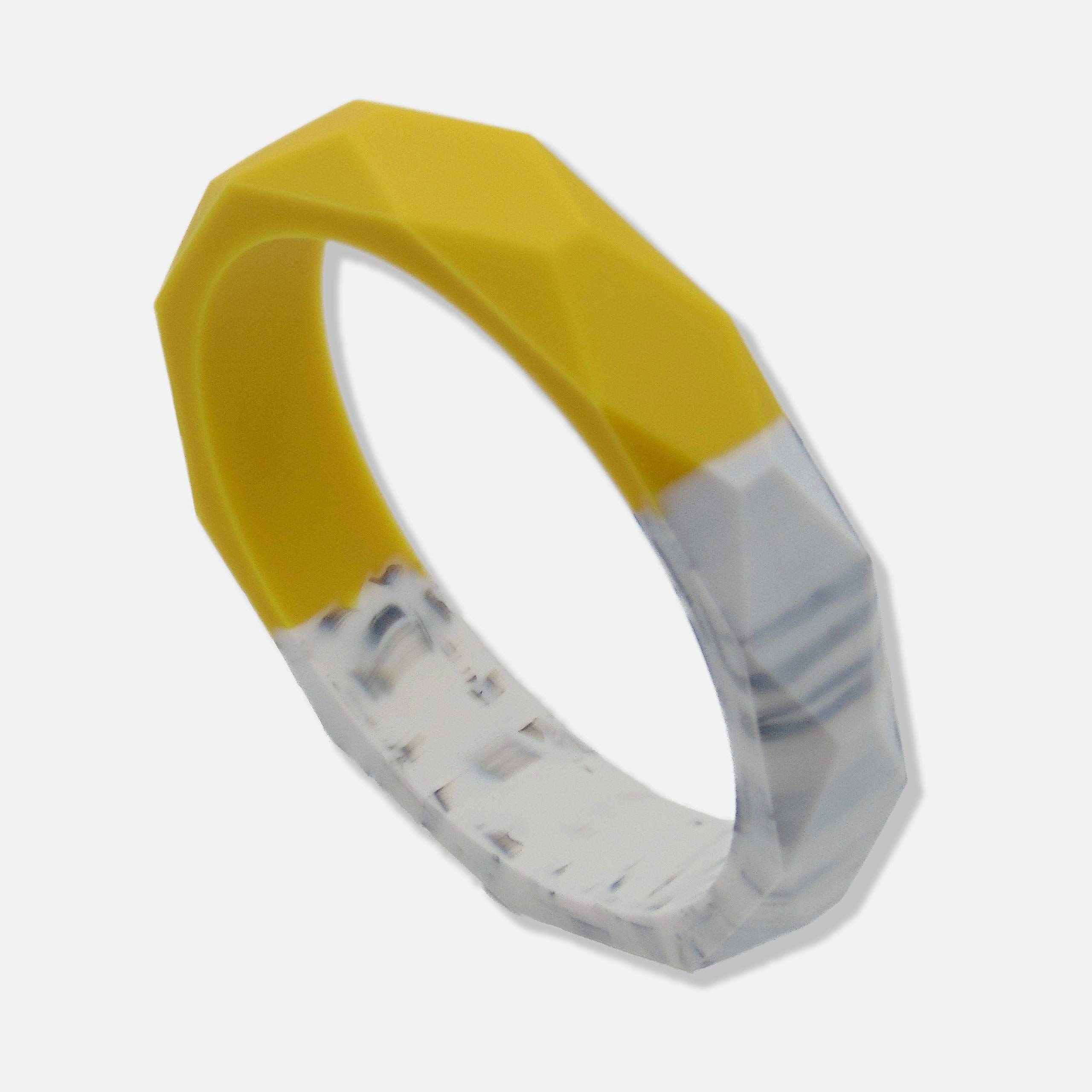 HexNex Silicone Teething Bracelet in Mustard and Marble