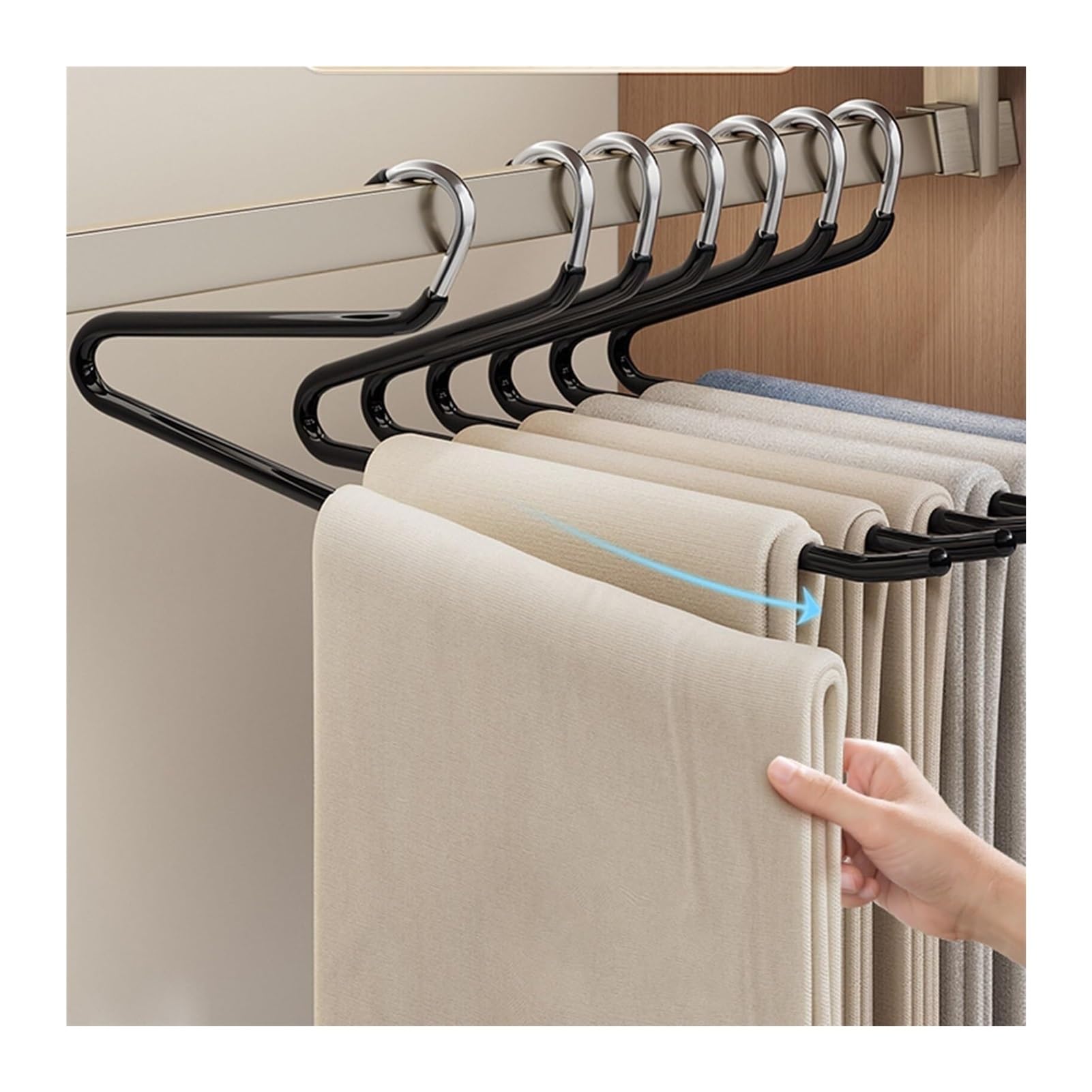 Perchas para pantalones para ahorrar espacio, organizador para jeans, pantalones, bufandas, corbatas, accesorios, paquete de 5