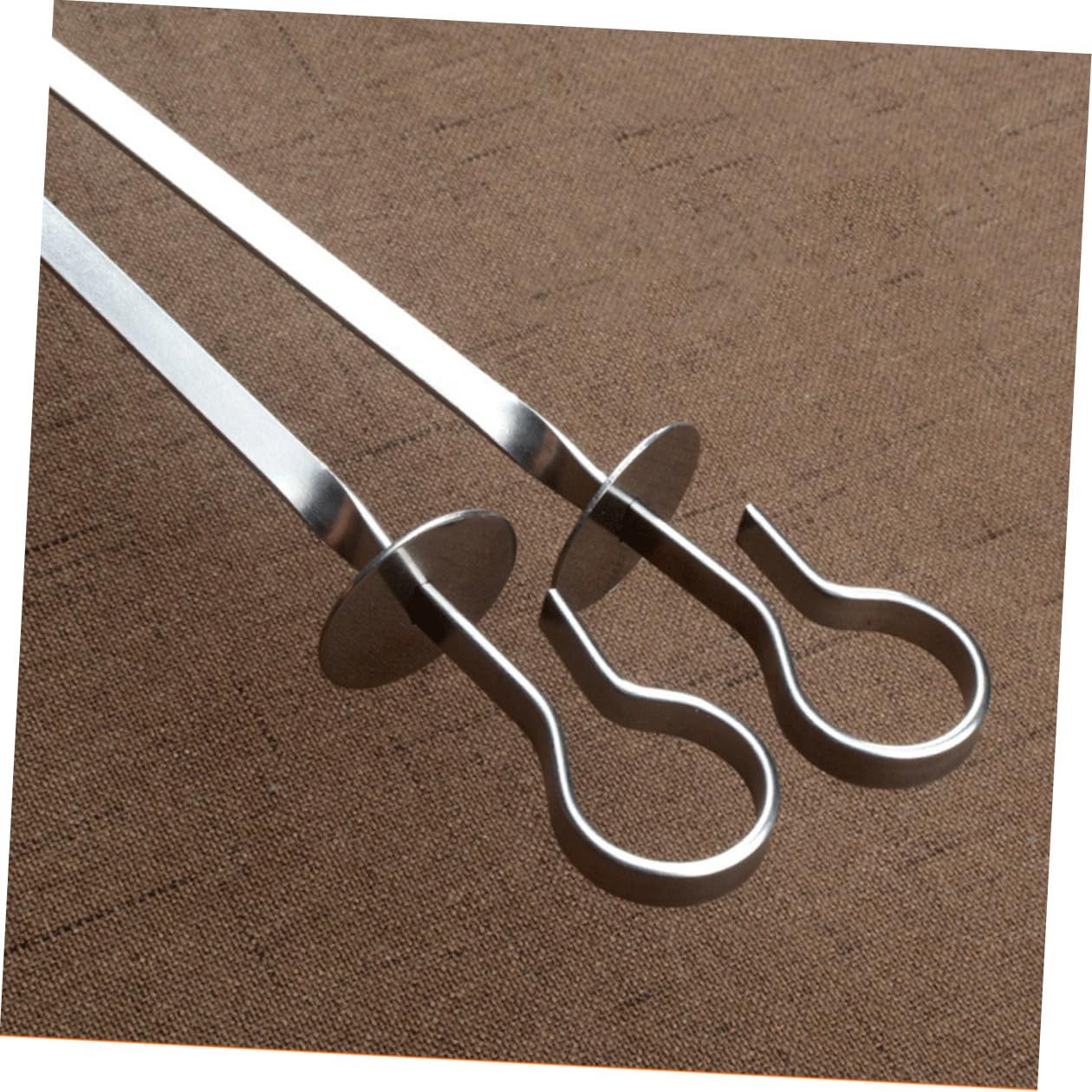 20 Pezzi Spiedini in Acciaio Inossidabile per Barbecue Manico ad Anello, Facili da Usare, Spiedini Piatto Rinforzati per Grigliare Carne e Verdure