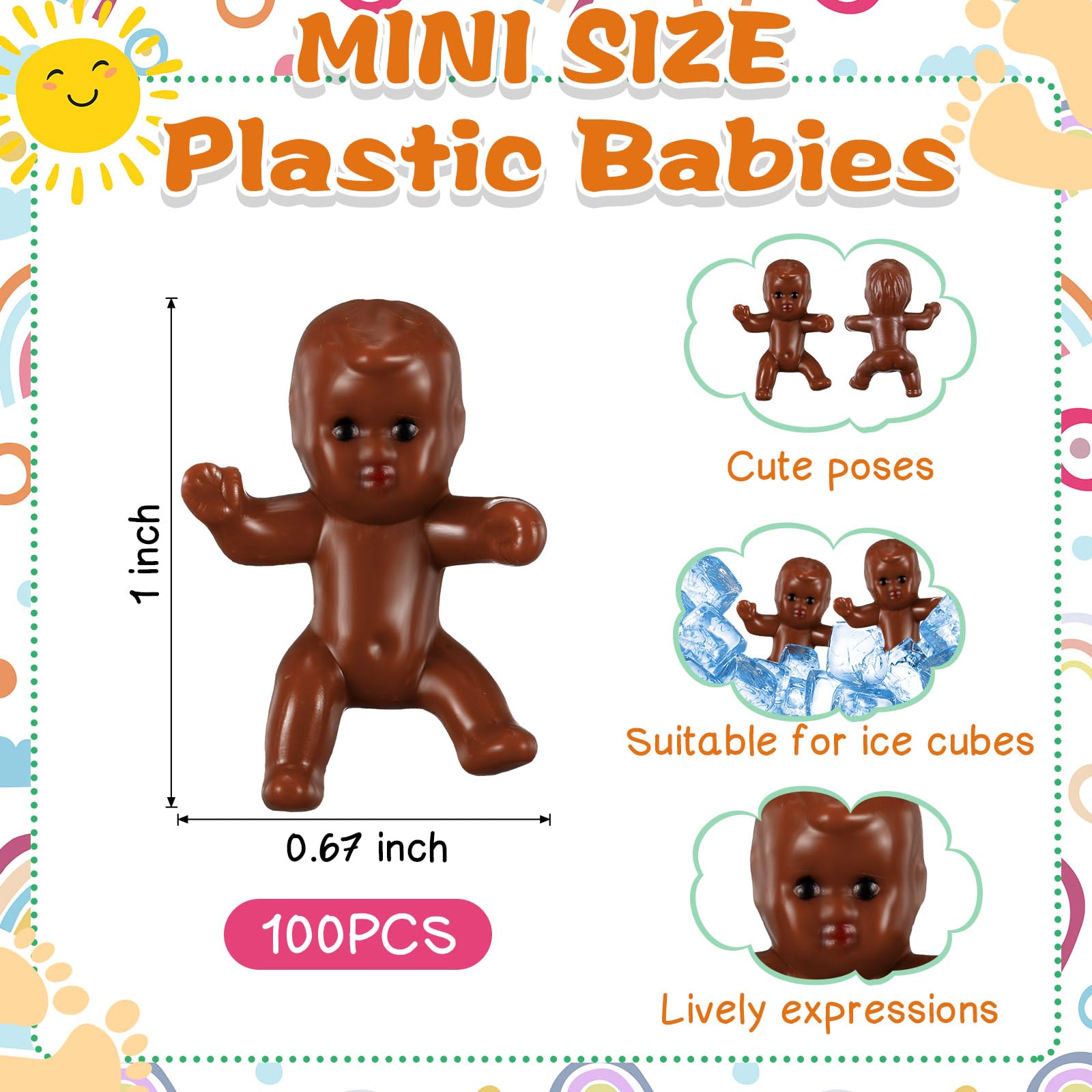 Mini Kunststoff Babys Plastikpuppen, 120 Stück Mini Kunststoff Babys