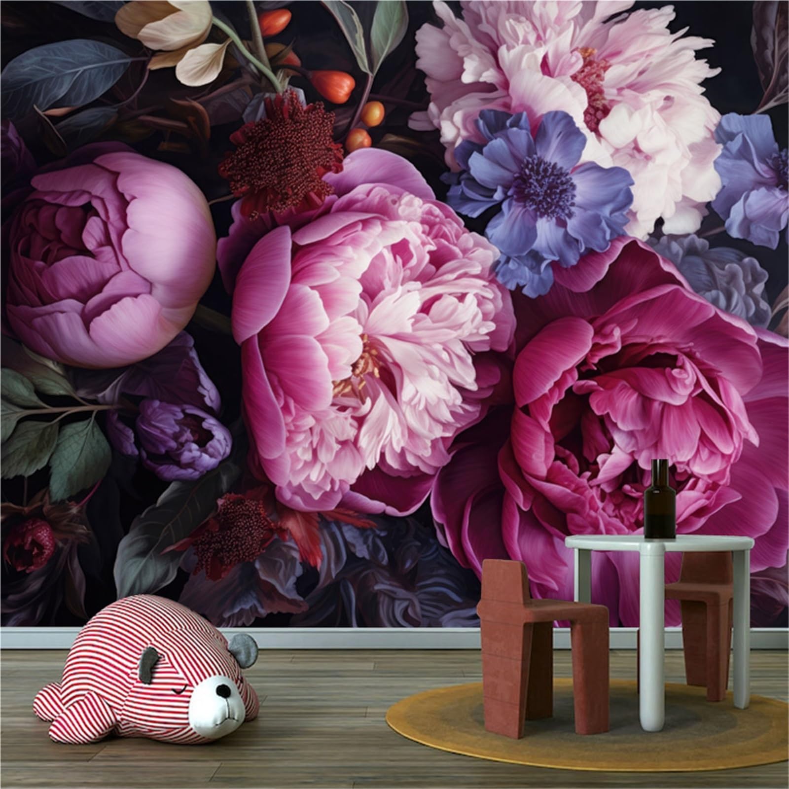 RYQZHHY Floral Peel Stick Wallpaper Multi Style Rose Floral Waterproof Peel and Stick Wall Mural for Living Room and TV Background Layout(Color-07)