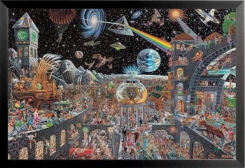 buyartforless - Póster enmarcado de ecos del lado oscuro de la luna, 50 canciones de Pink Floyd por Tom Masse 30 x 20 pulgadas, impresión musical de