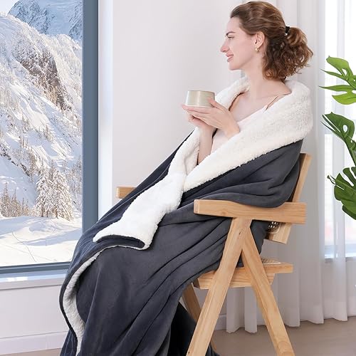 Miniatura 2 de Manta Sherpa de 520 GSM, cálida y gruesa para invierno, manta jacquard única con corazón del alfabeto para sofá, manta decorativa suave y acogedora