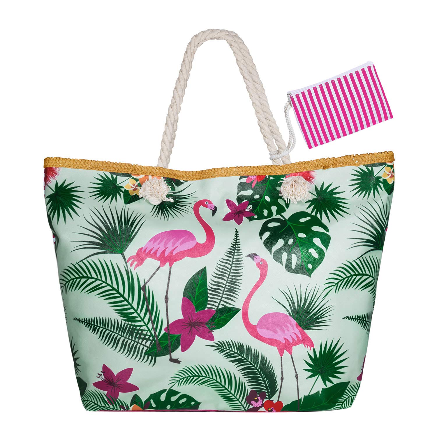 WolinTekBolsa de Playa de PU Grande, Bolsa De Verano niña Mujer Bolsas de viaje Bolsos bandolera Bolsos de mano Bolsos mochila Bolsos totes Shopper Bolsa con Cremallera para Niñas