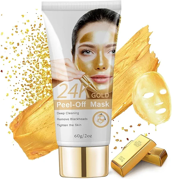Blackhead Peel Off Mask, 24K Gold Peel Off Face Mask Blackhead Remover, Firming Peel Off Facial Mask for Face, Deep Cleaning Pore Peel Off Face Mask, Anti-Aging, Fine Lines& Wrinkles for All Skin