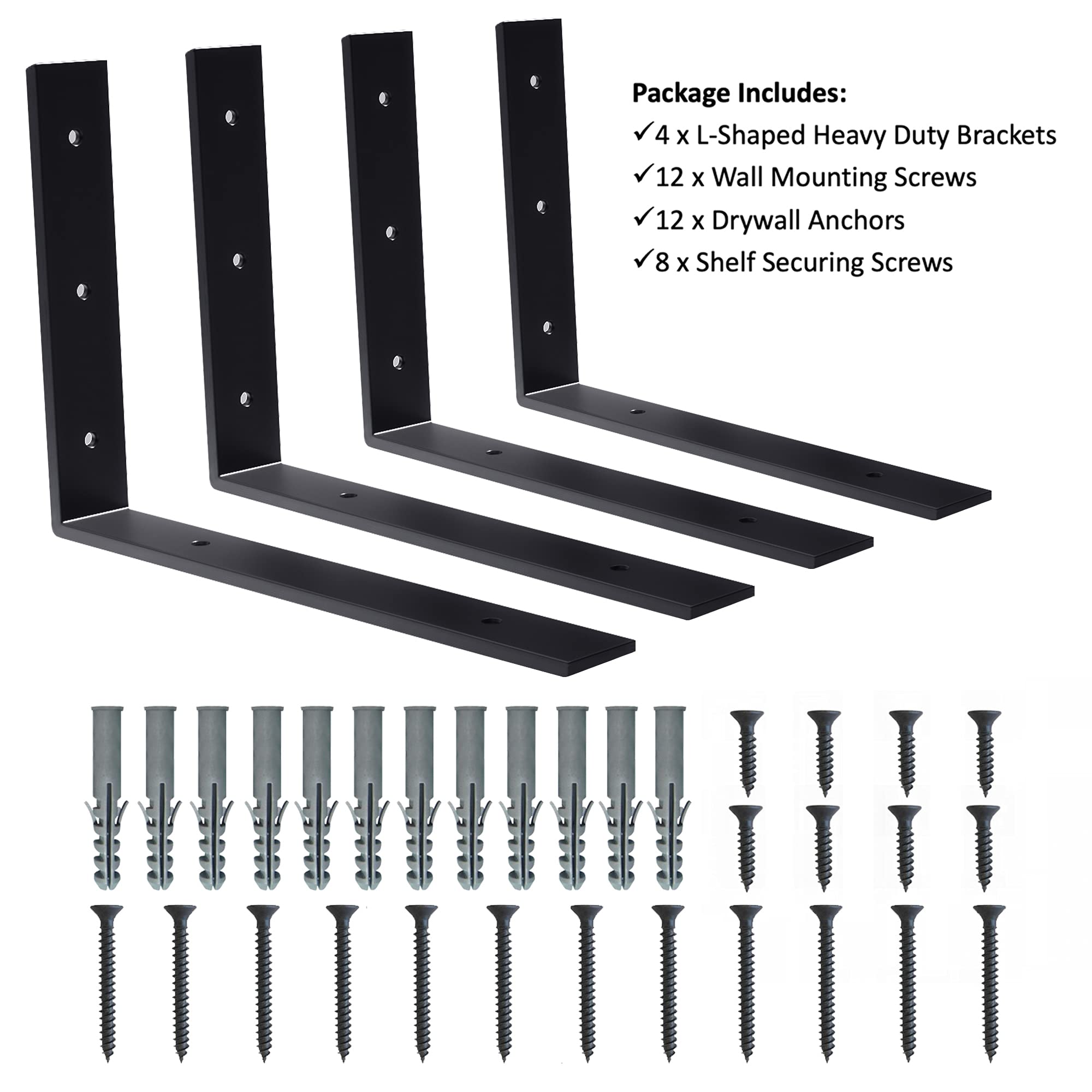 Floating Shelf Bracket Heavy Duty Shelf Brackets, Premium 12 inches L