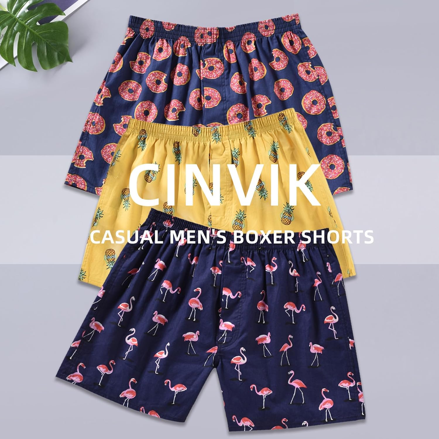 Mens Boxer Shorts Funny Boxers Sleep Short Plaid Cotton Loose Woven Boxers for Men Small Medium Large - Image 6