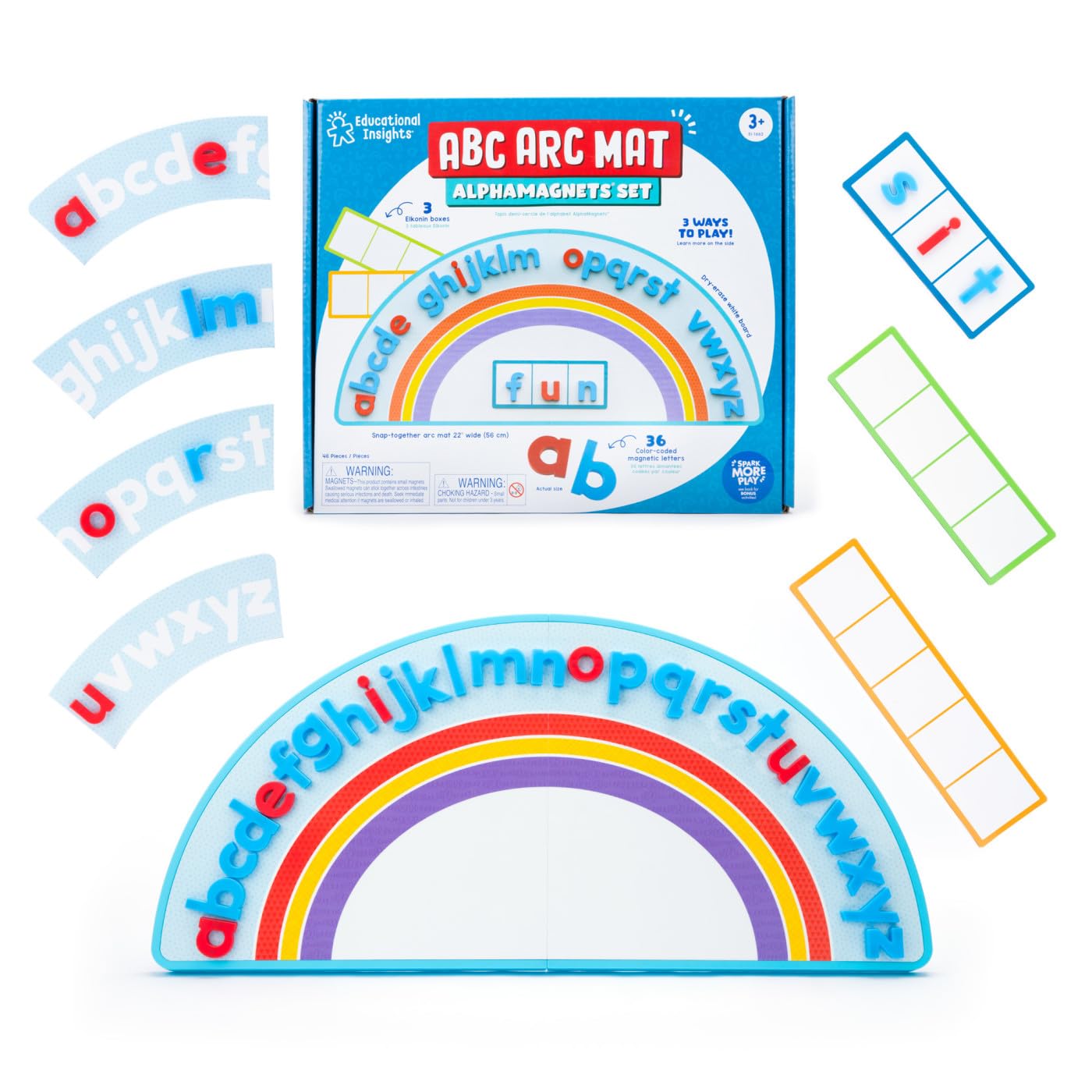 Educational Insights ABC Arc Mat AlphaMagnets® Set – Alphabet Puzzles for Kids, Letter Learning Kit, Preschool Fine Motor Toys, ABC Activity Mats, Magnetic Blocks for Toddlers Ages 3-5