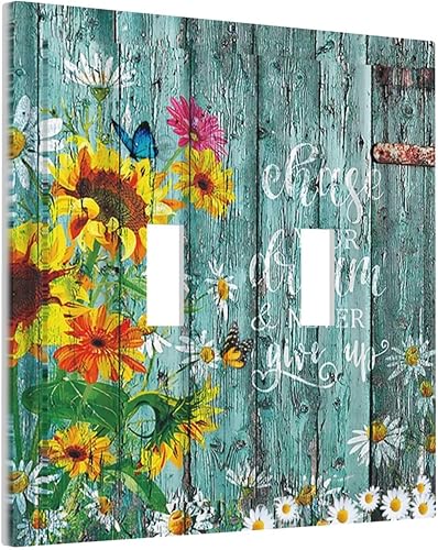 Miniatura 16 de Placa Cubierta de Interruptor de Luz de Palanca Individual con Diseño de Flor Botánica en Tablero de Madera Rústico Estilo Granja - Placa de Pared