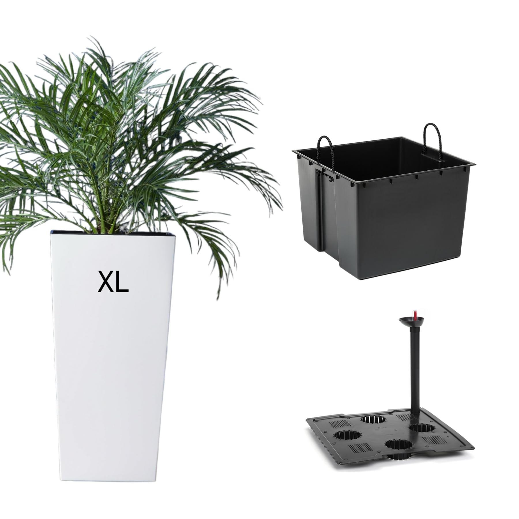 Fioriera Con Sistema Irrigazione Lucido Utilizzo SET2 : L + XL Nero