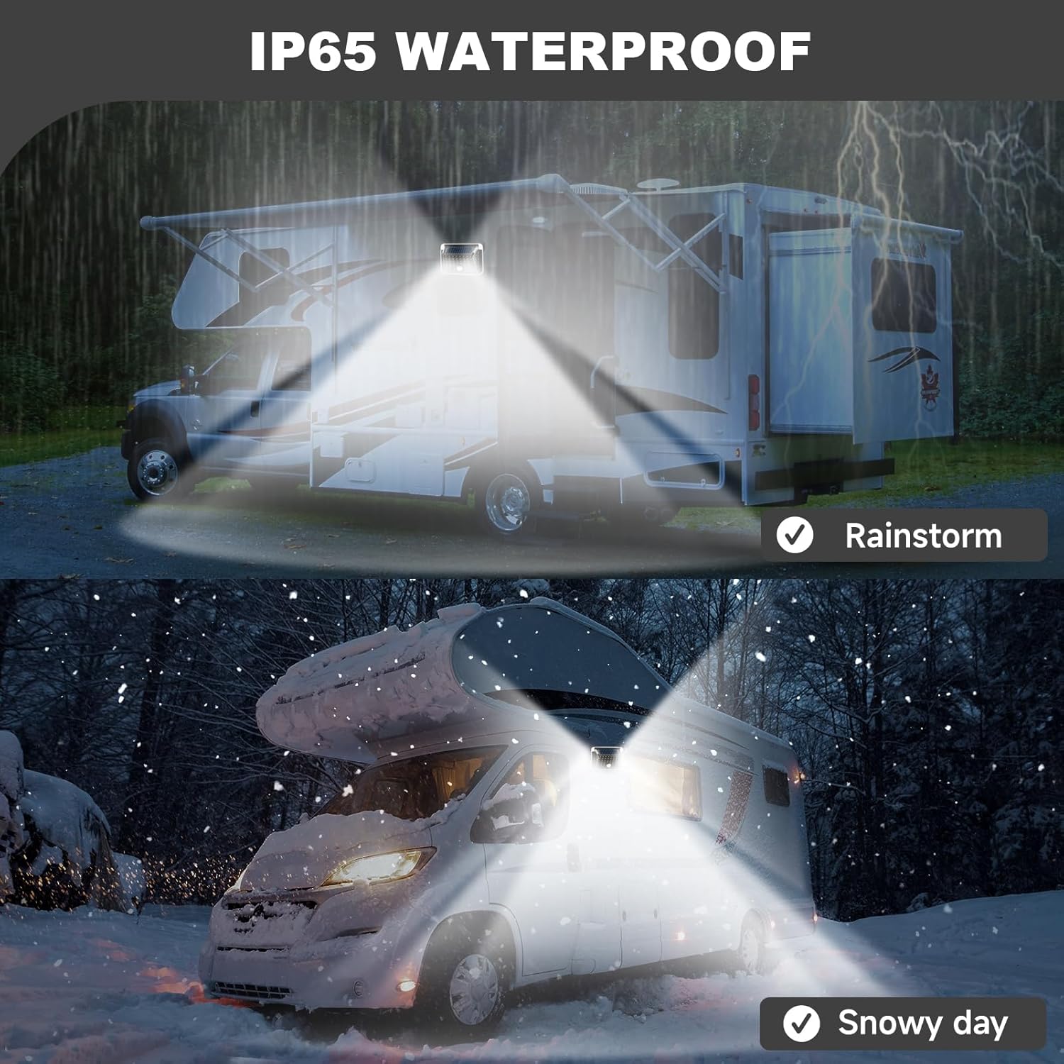 Magnetic RV Solar Lights with Motion Sensor, Waterproof RV Exterior Lights for Camper, Trailer, 5th Wheel & Truck Porch, Outdoor Solar Lighting with Strong Magnets (2 Pack, Black) - Image 3