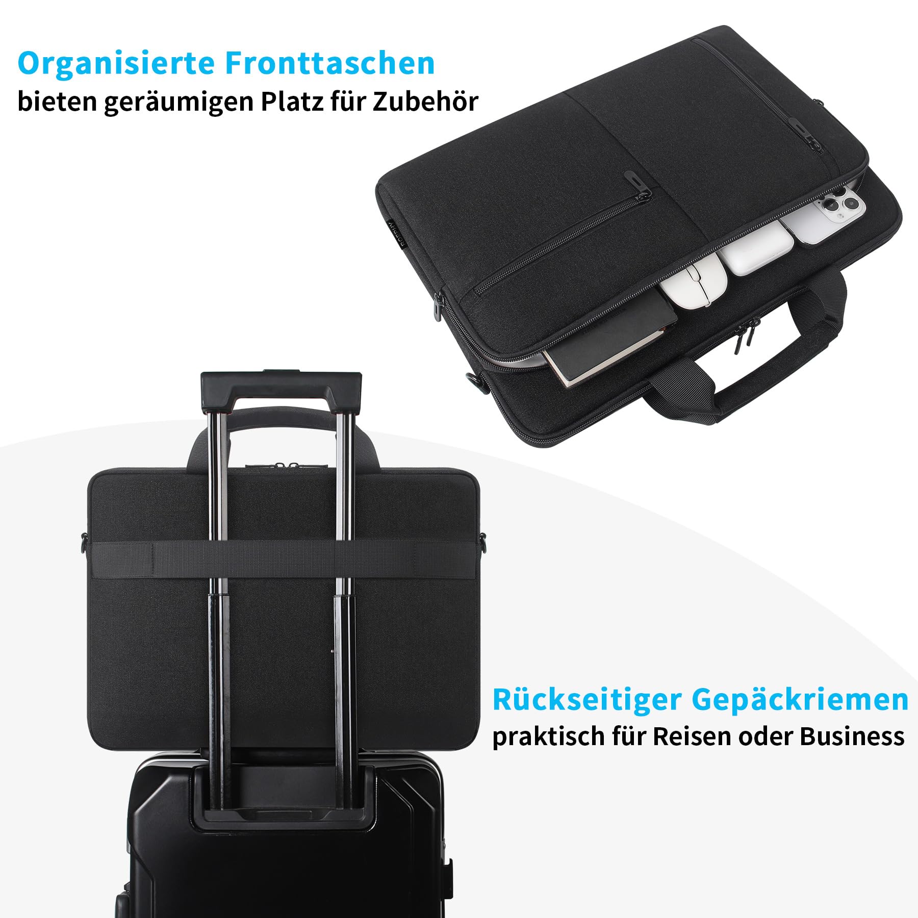 Sacoche Ordinateur 17-17.3 Pouces Anti-Choc Anti-Rayures Sac à Bandoulière Pochette PC Portable Sac Ordinateur pour Dell XPS 17 / Inspiron 17 5000 7000, LG gram 17, Razer Blade 17, Noir