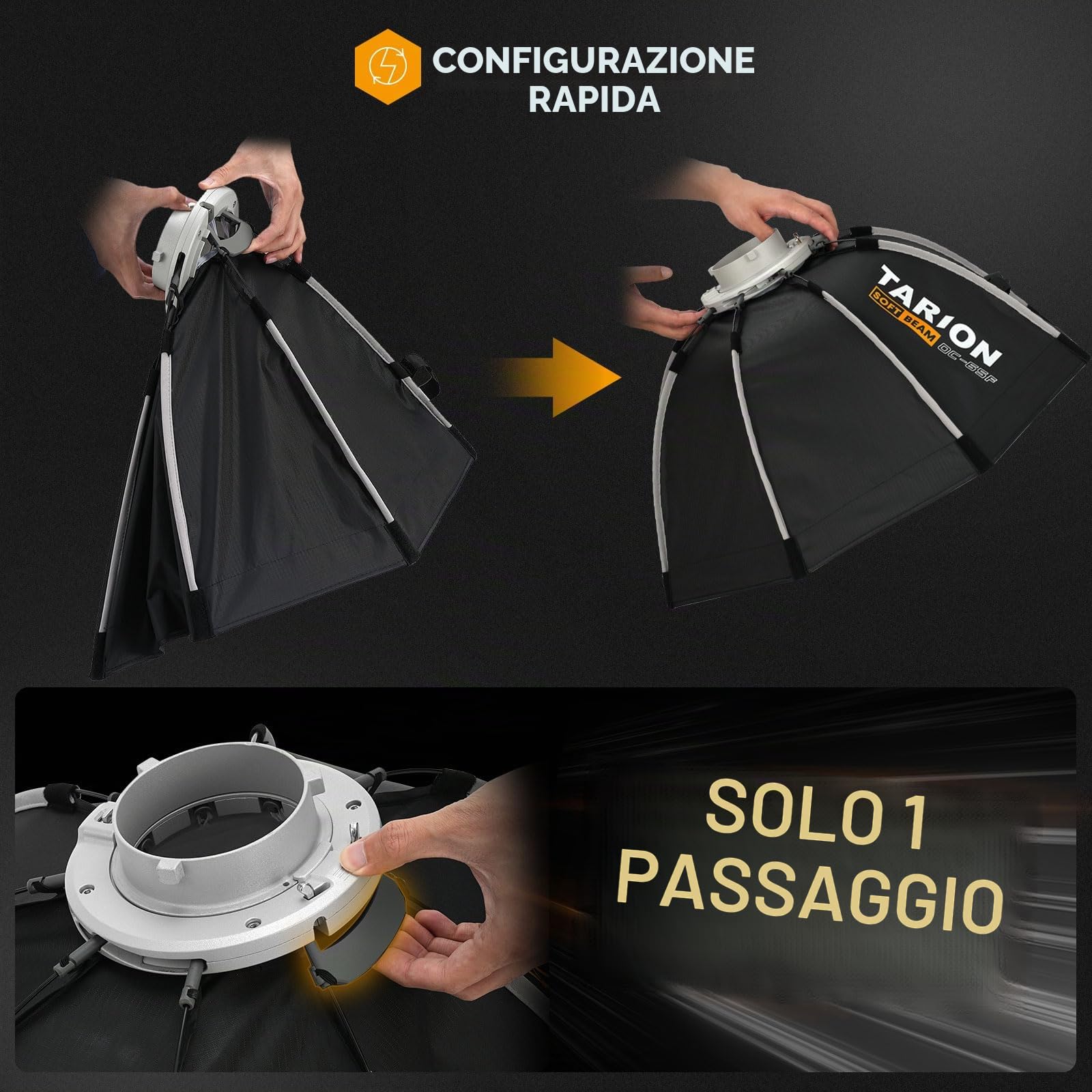 TARION Softbox Ottagonale Bowens Piephevole: 90cm Soft Box Sgancio Rapido con Griglia a Nido Portatile per Studio Fotografico Diffusori Flash a Slitta Illuminazione(90cm)