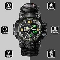 Vista 2 de Reloj militar digital de supervivencia 23 en 1, reloj táctico multifuncional y con correa ajustable para hombre, resistente al agua