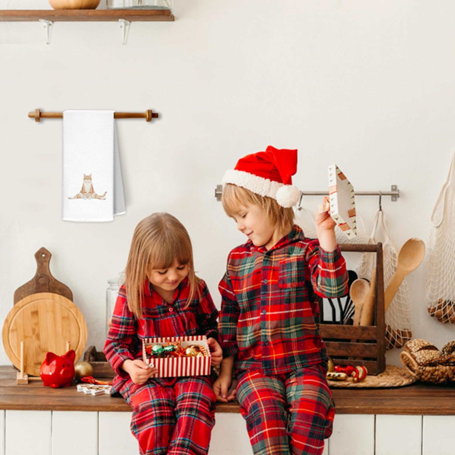 Funny Orange Tabby Cat Kitchen Towels, Cat Lover Mom Gifts Dish Tea Towels for Kitchen Decor, Cute Kitty Kitten Decorative Hand Towel Bathroom Decor, 16x24 Inch Set of 2 - Image 5