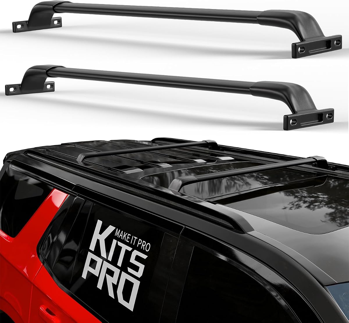 KitsPro 260lb Roof Rack Cross Bars for 2015-2020 Tahoe Suburban Yukon Escalade – Heavy Duty Aluminum Crossbars, Matte Black, No Drilling (Flushed Side Rails Only)