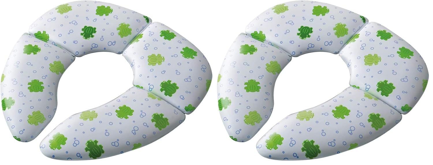 Mommys Helper Cushie Traveler Folding Padded Potty Seat with Carry Bag, White with Frog Design