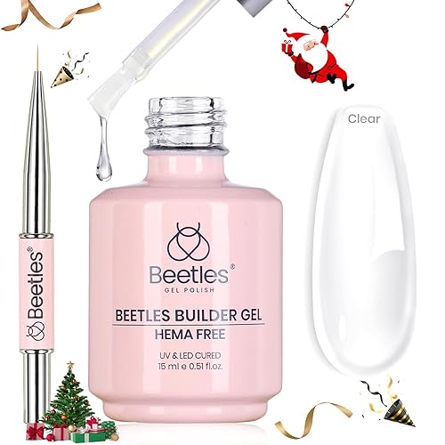Beetles - Gel constructor sin HEMA, brisa transparente de 0.5 onzas, 7 en 1, para fortalecer el ápice, extensión de espesamiento, bricolaje en casa