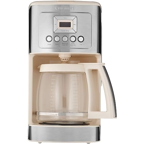 Cuisinart Coffee Maker, 14-Cup Glass Carafe, Fully Automatic for Brew Strength Control & 1-4 Cup Setting, Stainless Steel, DCC-3200CRM, Cream.