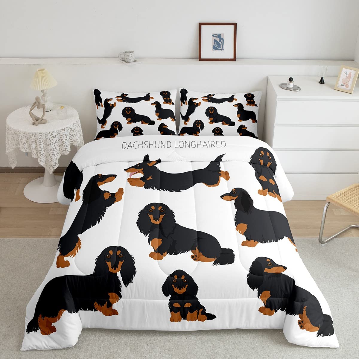 Homemissing Boys Multicolored 13232 Kawaii Sausage Dog Kids Bedding Set Cartoon Dog Down Comforter For Dachshund Comforter Set Puppy Dog Duvet Insert/Quilt Set Single Size