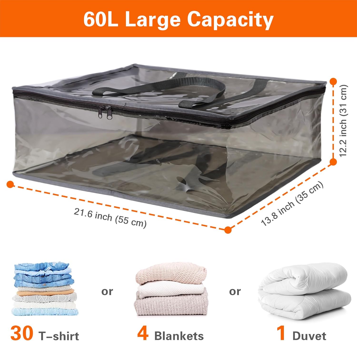 Vieshful Pink 40L Clear Clothes Storage Bag with Zipper 5 Pack Colorful Clothes Organizer Vinyl Storage Bag for Comforter, Blanket, Bedding, Duvet, Transparent Moving Totes