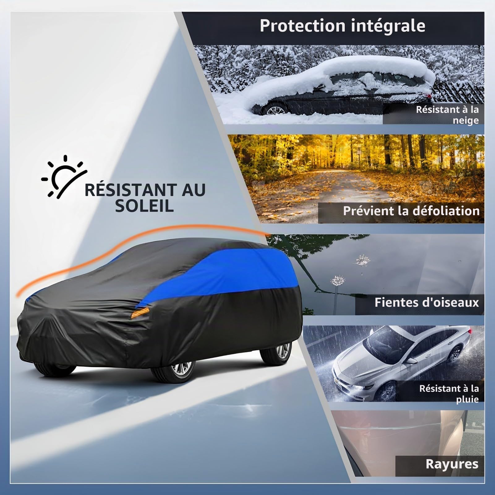 Gunhyi Bâche Voiture Exterieur Respirante et Étanche pour Tous Temps, Housse Voiture Protection Anti-UV Contre, la Poussière, la Pluie, Universelle pour Golf 308 Captur 1 Serie Classe A(415-450CM) 2L