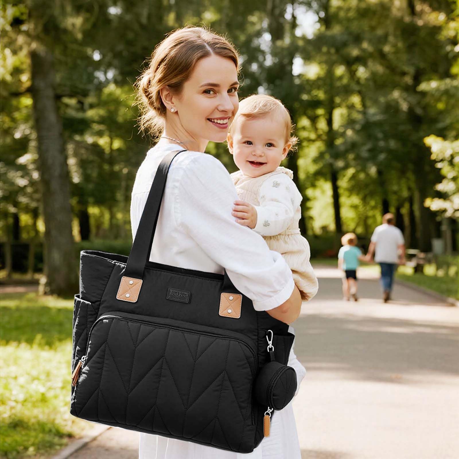 Lekesky Wickeltasche mit Schnullertasche und Wickelunterlage, Große Reisewindeltasche für Mama und Papa, Multifunktions-Babytasche für Jungen und Mädchen