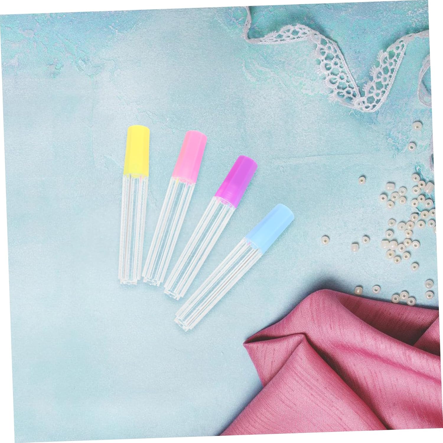 ARTIBETTER 8pcs Needle Storage Case Plastic Sewing Needle Bottle Magnetic Closure for Sewing Knitting Embroidery