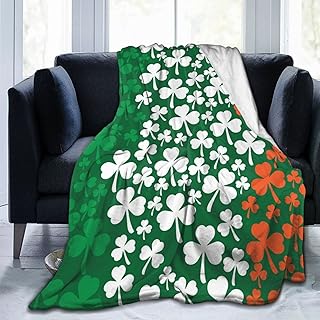 Irish Flag Shamrock Luxury Blanket Sofa Blanket Bedroom Flannel Blankets for Boys, Girls, Soft Bed Throw Blanket, Fluffy,Warm,Cozy 50