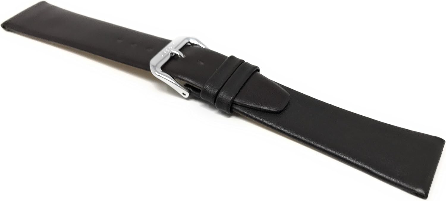 Extra Long (XL) 22mm Mens Italian Leather Watch Band Strap - Brown with Stitching - Classic - Slim