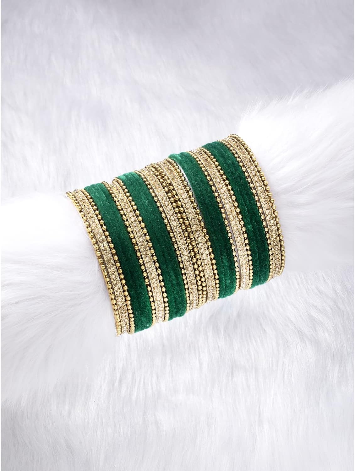 Aheli Ethnic Colorful Metal Bangles Chudha Set Stone Studded Bangle Set Indian Wedding Wear Fashion Jewelry Gift for Women Blue