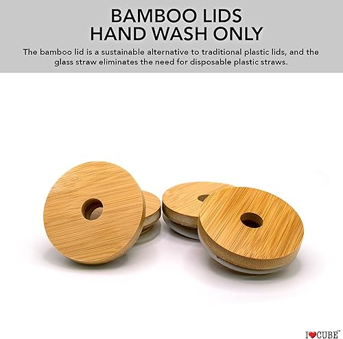 Miniatura 8 de I CUBE A Glass A Lid A Straw - Juego de 4 vasos de vidrio en forma de lata de 16 onzas taza de batido jugo verde taza de agua taza de bebida