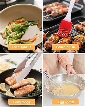 Küchenhelfer Set(Erdgelb)15 Stück Kochutensilien KochgeschirrKochlöffel Set SilikonHitzebeständiger Antihaft Kochset mit UtensilienhalterSpülmaschinenfest