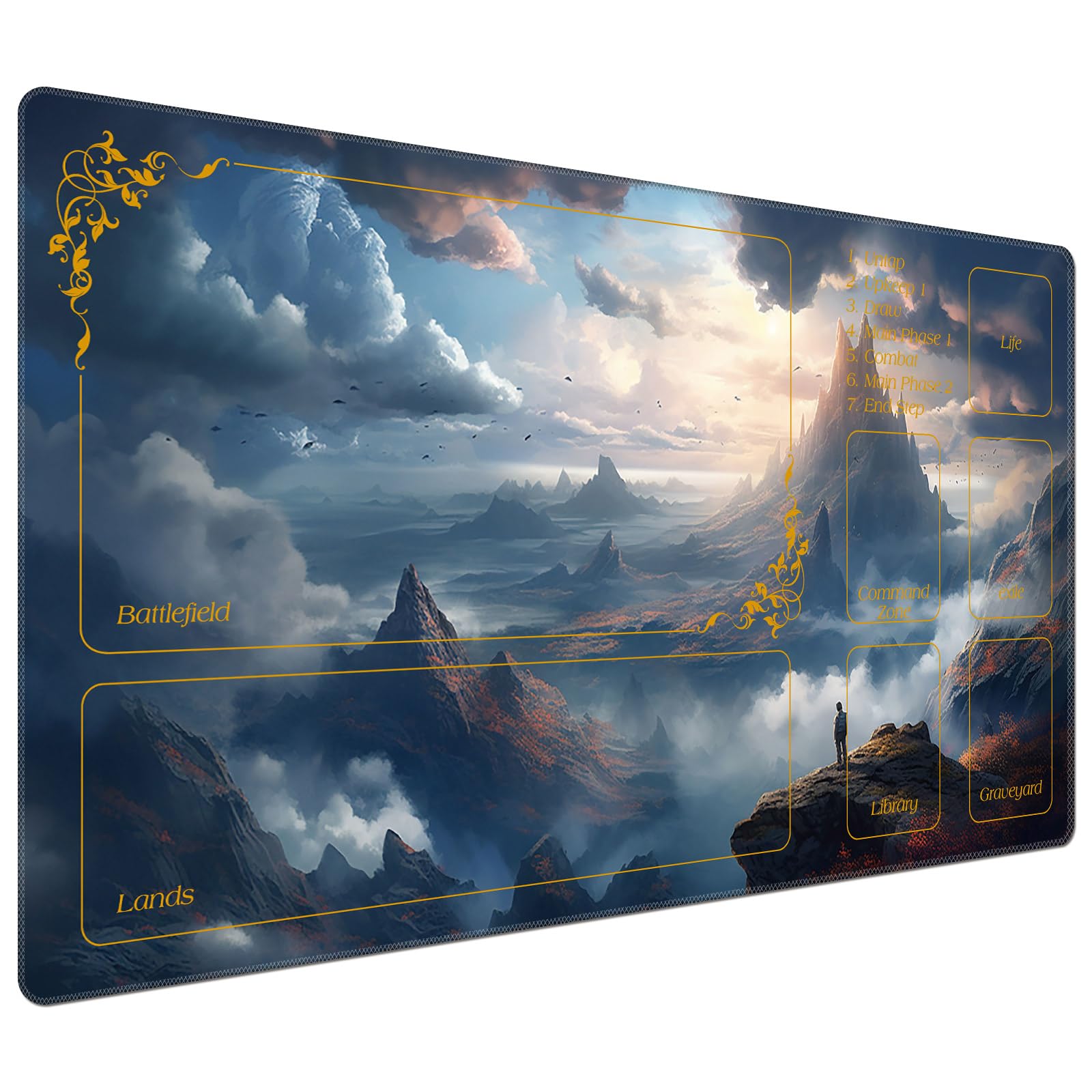 DEGDFSGR Tapis de jeu MTG avec zones 61 x 35,6 cm pour JCC Tapis de jeu avec base en caoutchouc antidérapant Tapis de jeu Commander pour Magic The Gathering Tapis de jeu de cartes à collectionner