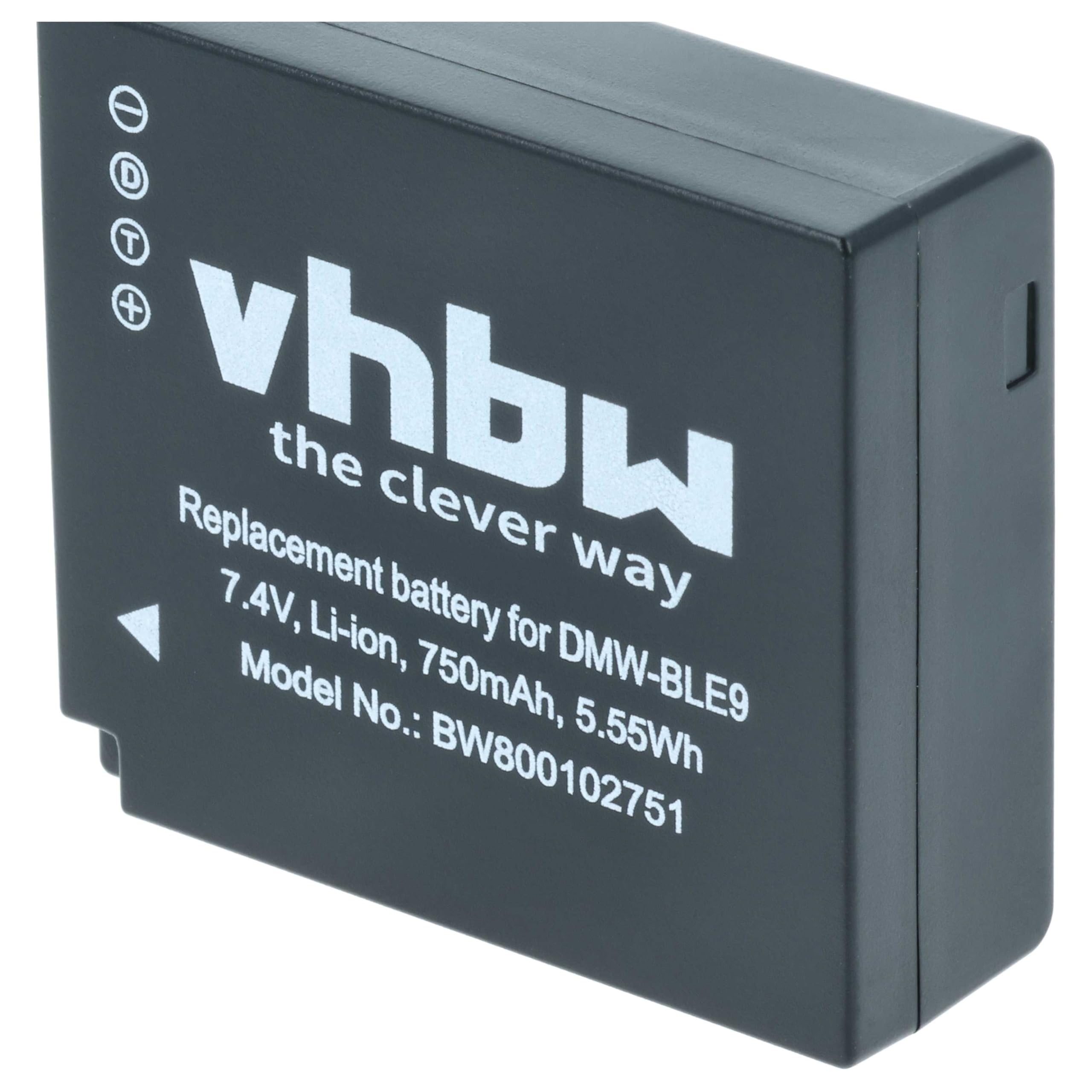 vhbw 3x batteria compatibile con Panasonic Lumix DMC-LX100S, DMC-LX100K, DMC-S6K, DMC-S6, DMC-GX9, DMC-TX1 fotocamera (750mAh, 7,2V, Li-Ion)