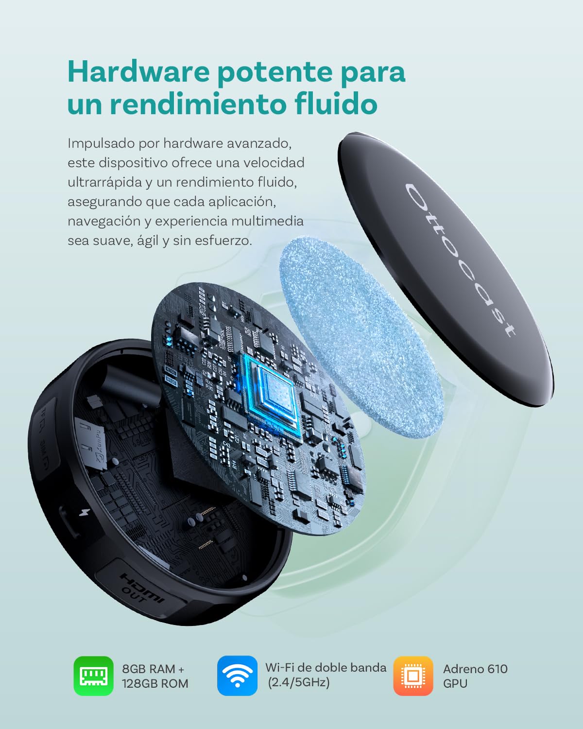 (2026 Nuevo) OTTOCAST P3 Pro CarPlay AI Box, 3-en-1 Inalámbrico Adaptador CarPlay & Android Auto con Salida HDMI, 8GB+128GB, Descargar Cualquier App, Pantalla Dividida para Coches con CP/AA con Cable