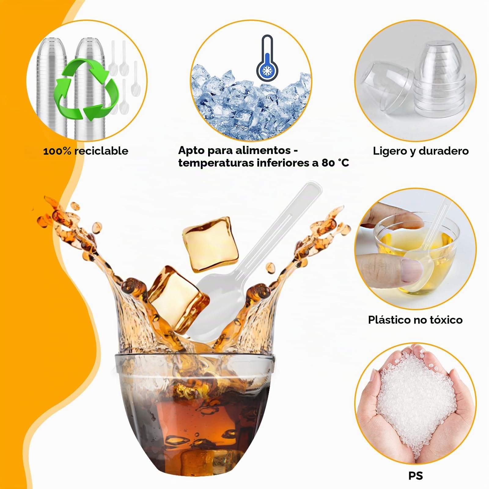 Sheryl&Rain 100 Pcs 2oz/60ml Vasos de Postre con Cucharas, Reutilizables Vasitos para Postres, Mini Tazas de Postre, Juego de Cuencos de Postre para Postres Pudín, Mousse, Helado, Cumpleaños, Bodas