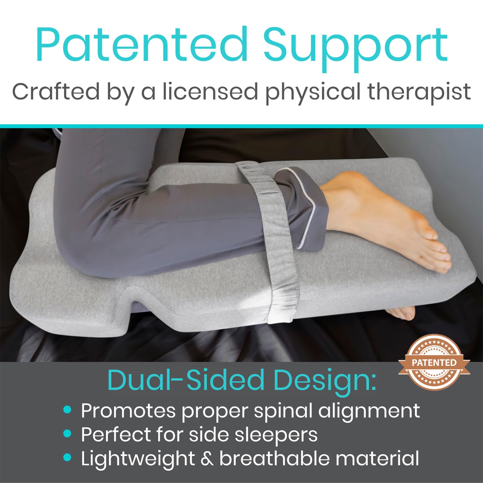 Xtra-Comfort Poduszka na kolana z pianki z pamięcią kształtu dla osób śpiących na boku, podniesienie bioder i nóg, podczas ciąży, rwy kulszowej, bólu dolnej części pleców, ortopedyczna poduszka na uda