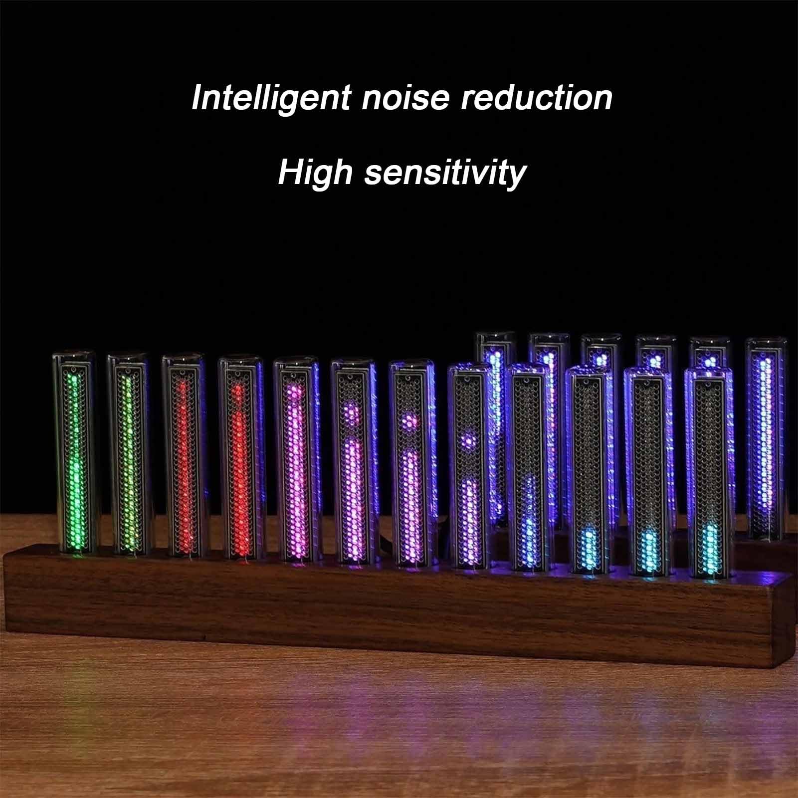 ERICAT Music Spectrum Visualizer Audio Spectrum, Visualizer Music Spectral Rhythm Light Mit 12 Nixie-Röhren Und 7 Voreingestellten Modi, Walnussholzsockel Und 240 RGB Pickup Light, Für Familie, Musik