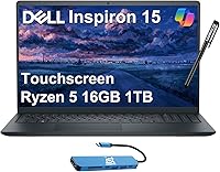 Vista 10 de DELL Inspiron 15 - Laptop empresarial de 15.6 pulgadas (pantalla táctil HD, AMD Ryzen 5 7530U, 16 GB de RAM, SSD PCIe de 512 GB