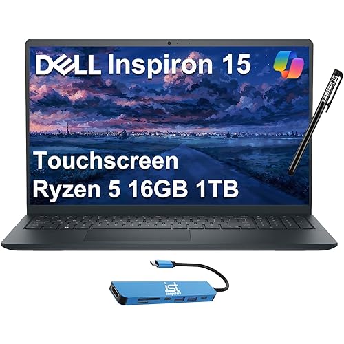 Dell Inspiron 15 15.6" Laptop (FHD Touchscreen, AMD Ryzen 5 7530U, 16GB RAM, 1TB PCIe SSD, (6-Core Beat i7-1165G7)) Numeric Keypad, Webcam, Inspiron 3000 3535, Win 11 Home, Carbon Black