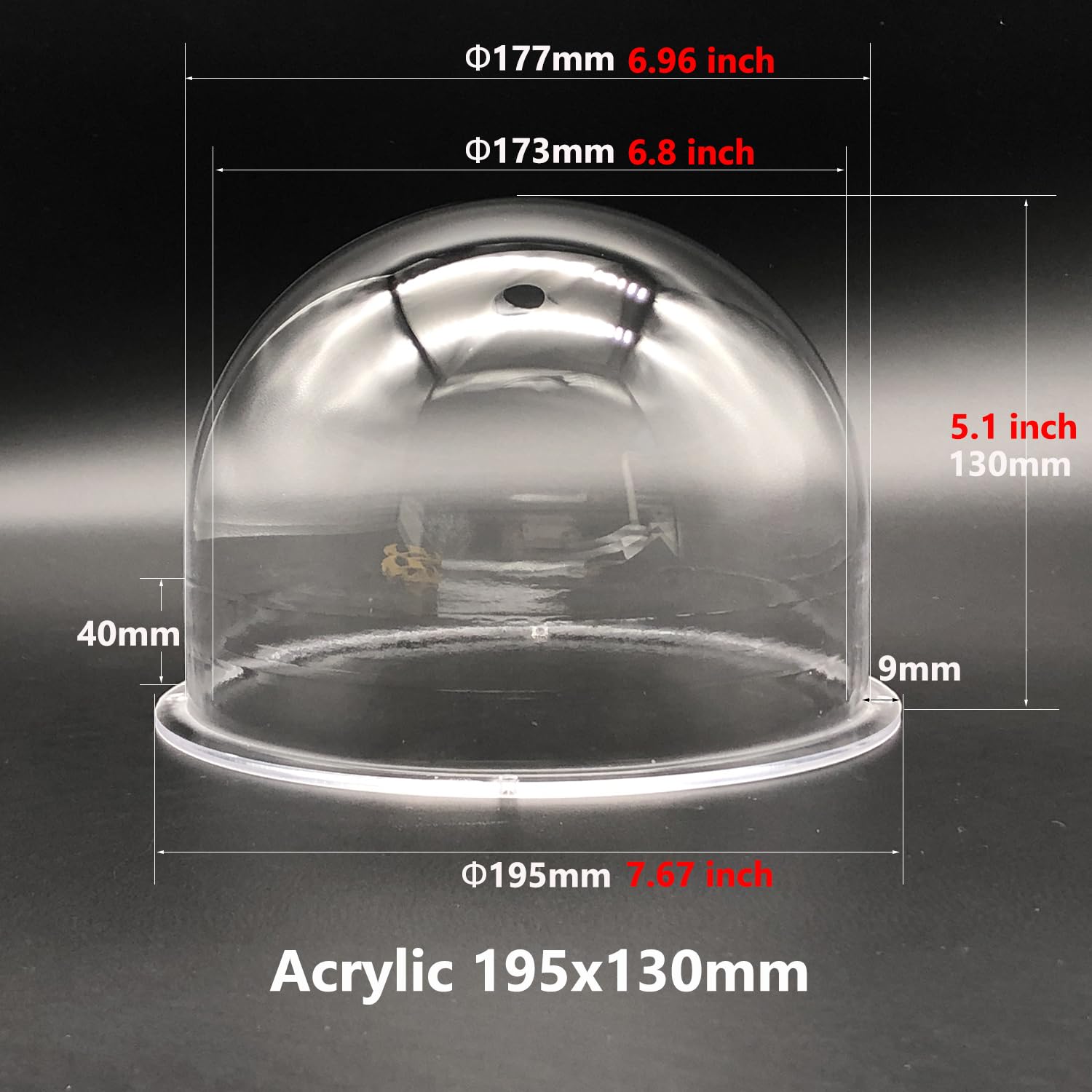 UQISOVI 7.6 Inch Acrylic Clear Camera Dome Cover Heightened Transparent CCTV Security Camera Protective Housing Cover Hemispheres Lens Cover with Pre-Pierced Holes 7.6