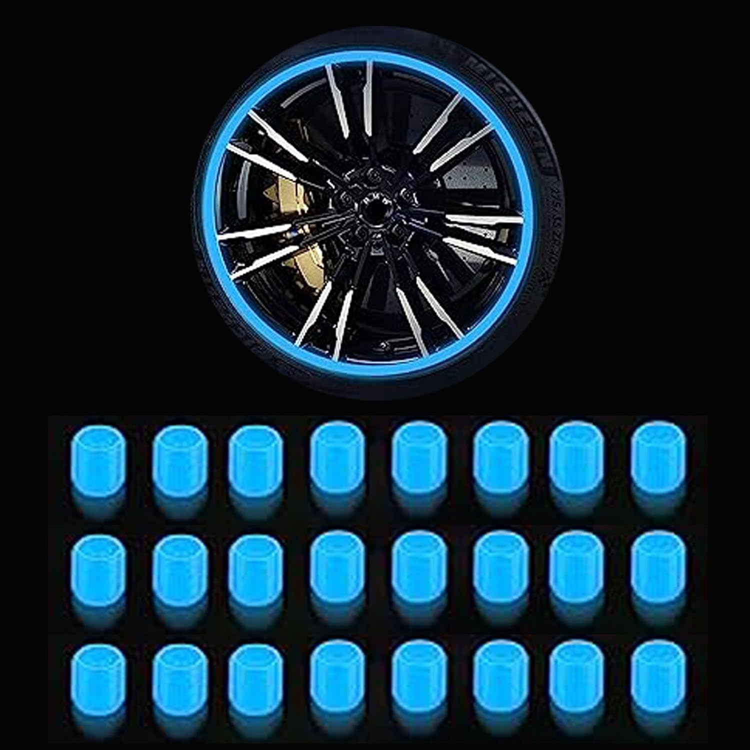 24Pcs Fluorescent Tyre Valve Caps,Dust Caps for Car Tyres,Tyre Valve