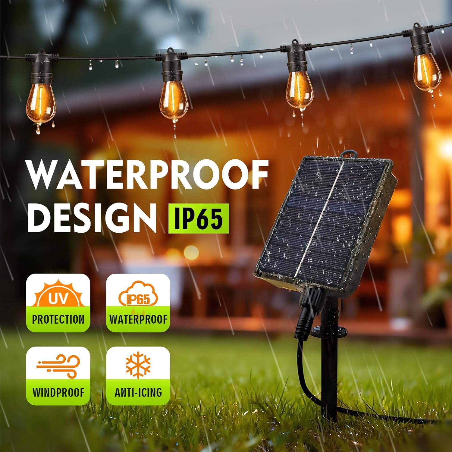 Outdoor Solar String Lights 36FT 15, Shatterproof & Waterproof LED Patio Lights with Remote, Dimmable & Timer Functions, 2700K Warm White Commercial Grade Decorative Hanging Lights