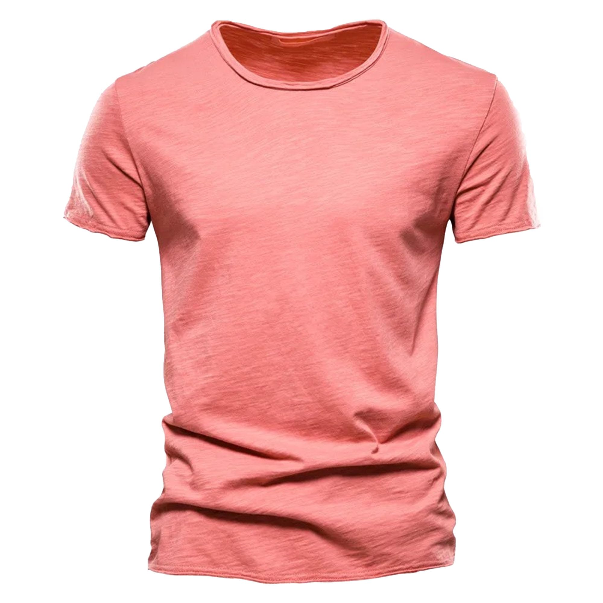 Men's Slim Fit Crew/V-Neck T-Shirts Summer Tops Short Sleeve Basic Tees Solid Color Stylish Casual Cotton Tshirts (Red3,XX-Large)